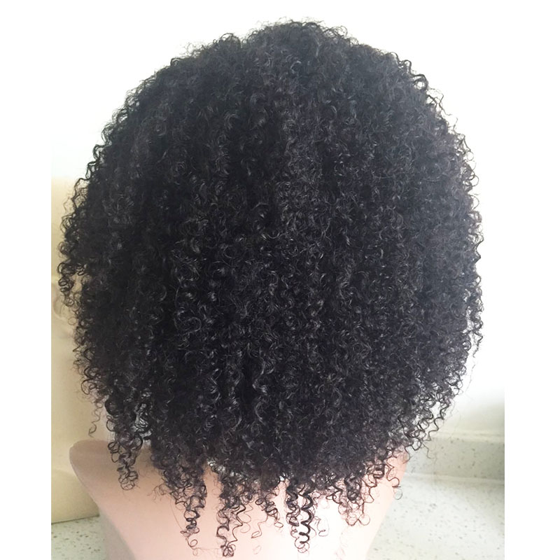 Full lace wig 180% density human hair curly natural black color Glueless with Baby Hair 14inches YL306